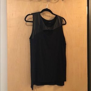 Leather and cotton dressy top